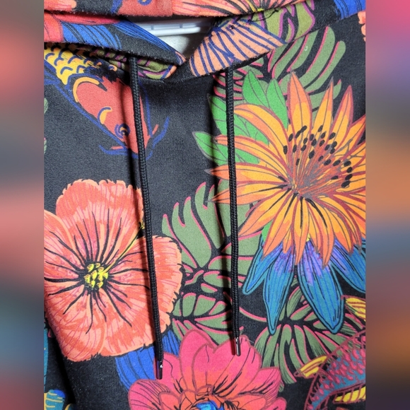 Le 31 Par Simons XL floral Koi fish bright tropical statement hoodie oversized - Picture 3 of 7